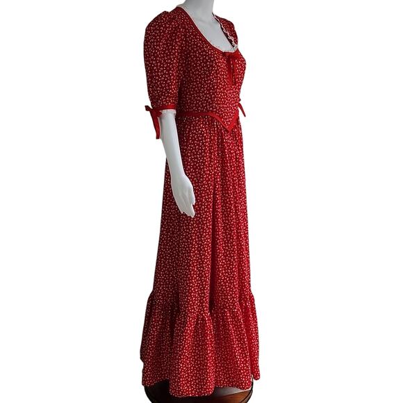 Cottagecore Ribbon Bows & Hearts Maxi Dress Size Small - Picture 4 of 13